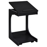 Ralston Black C-Shaped Lift-Top Sofa Side Table With Casters from Coaster - Luna Furniture