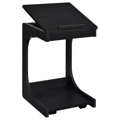 Ralston Black C-Shaped Lift-Top Sofa Side Table With Casters from Coaster - Luna Furniture