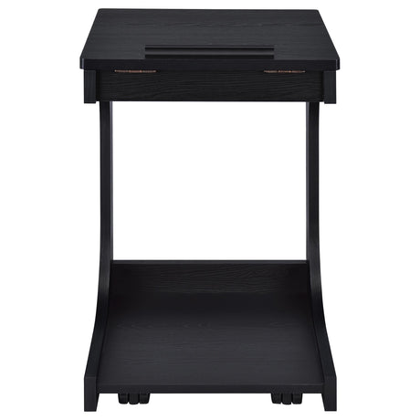 Ralston Black C-Shaped Lift-Top Sofa Side Table With Casters from Coaster - Luna Furniture