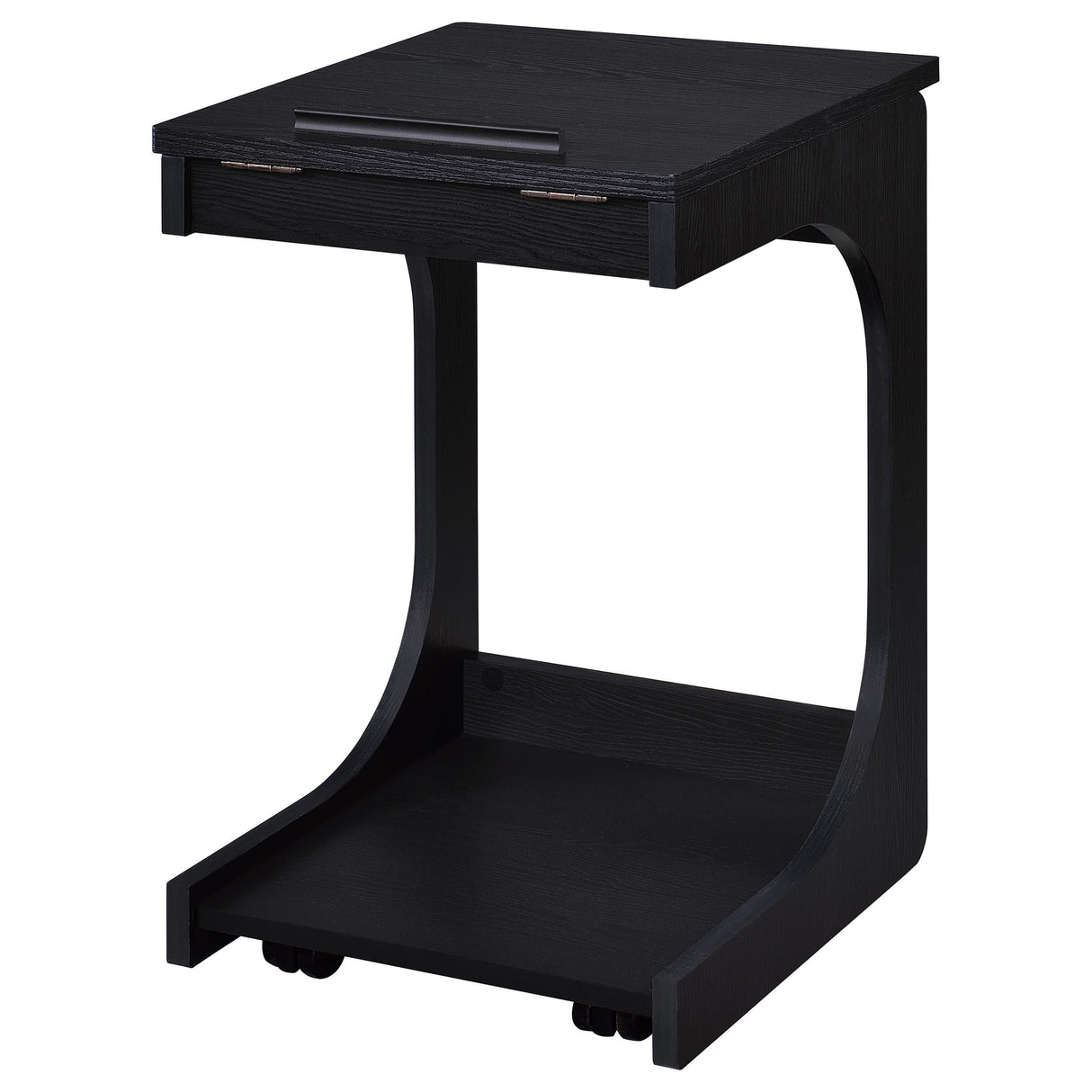 Ralston Black C-Shaped Lift-Top Sofa Side Table With Casters from Coaster - Luna Furniture