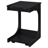 Ralston Black C-Shaped Lift-Top Sofa Side Table With Casters from Coaster - Luna Furniture