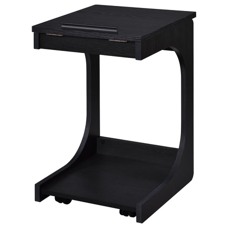 Ralston Black C-Shaped Lift-Top Sofa Side Table With Casters from Coaster - Luna Furniture