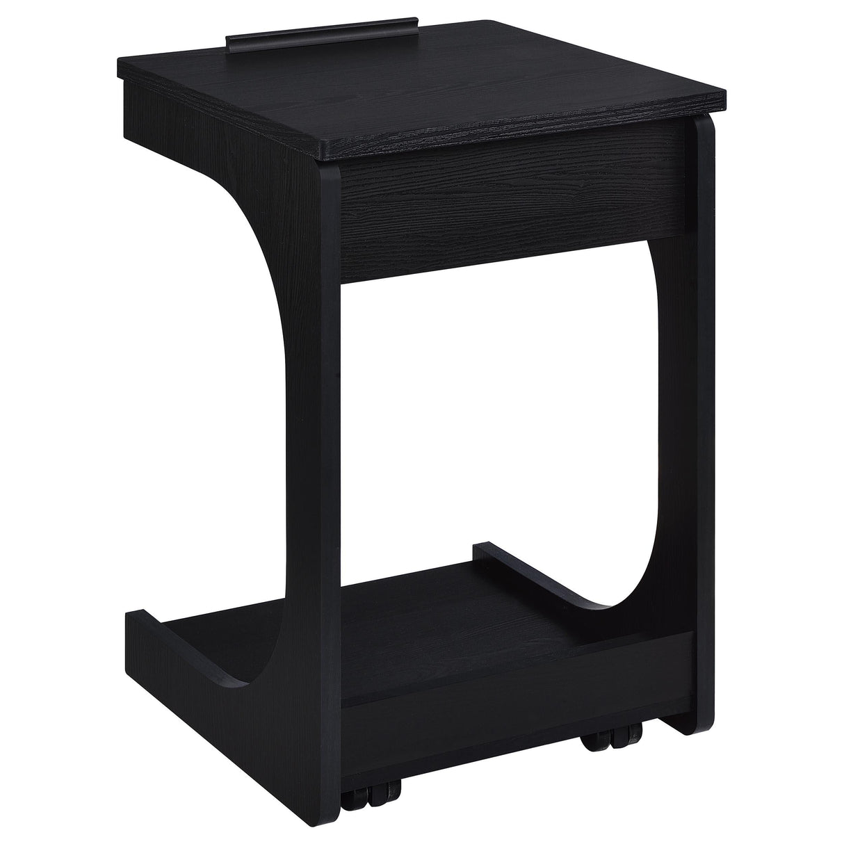 Ralston Black C-Shaped Lift-Top Sofa Side Table With Casters from Coaster - Luna Furniture