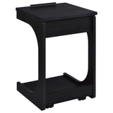 Ralston Black C-Shaped Lift-Top Sofa Side Table With Casters from Coaster - Luna Furniture