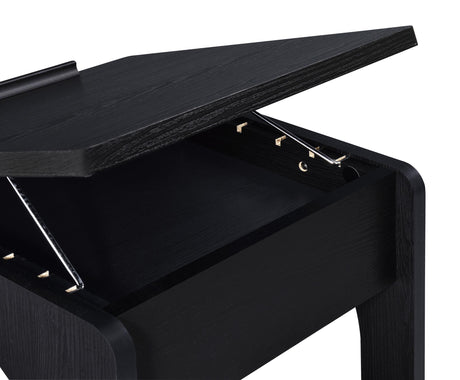 Ralston Black C-Shaped Lift-Top Sofa Side Table With Casters from Coaster - Luna Furniture
