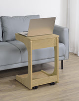 Ralston Light Oak C-Shaped Lift-Top Sofa Side Table With Casters from Coaster - Luna Furniture