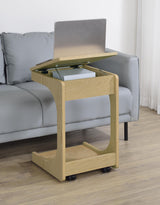 Ralston Light Oak C-Shaped Lift-Top Sofa Side Table With Casters from Coaster - Luna Furniture