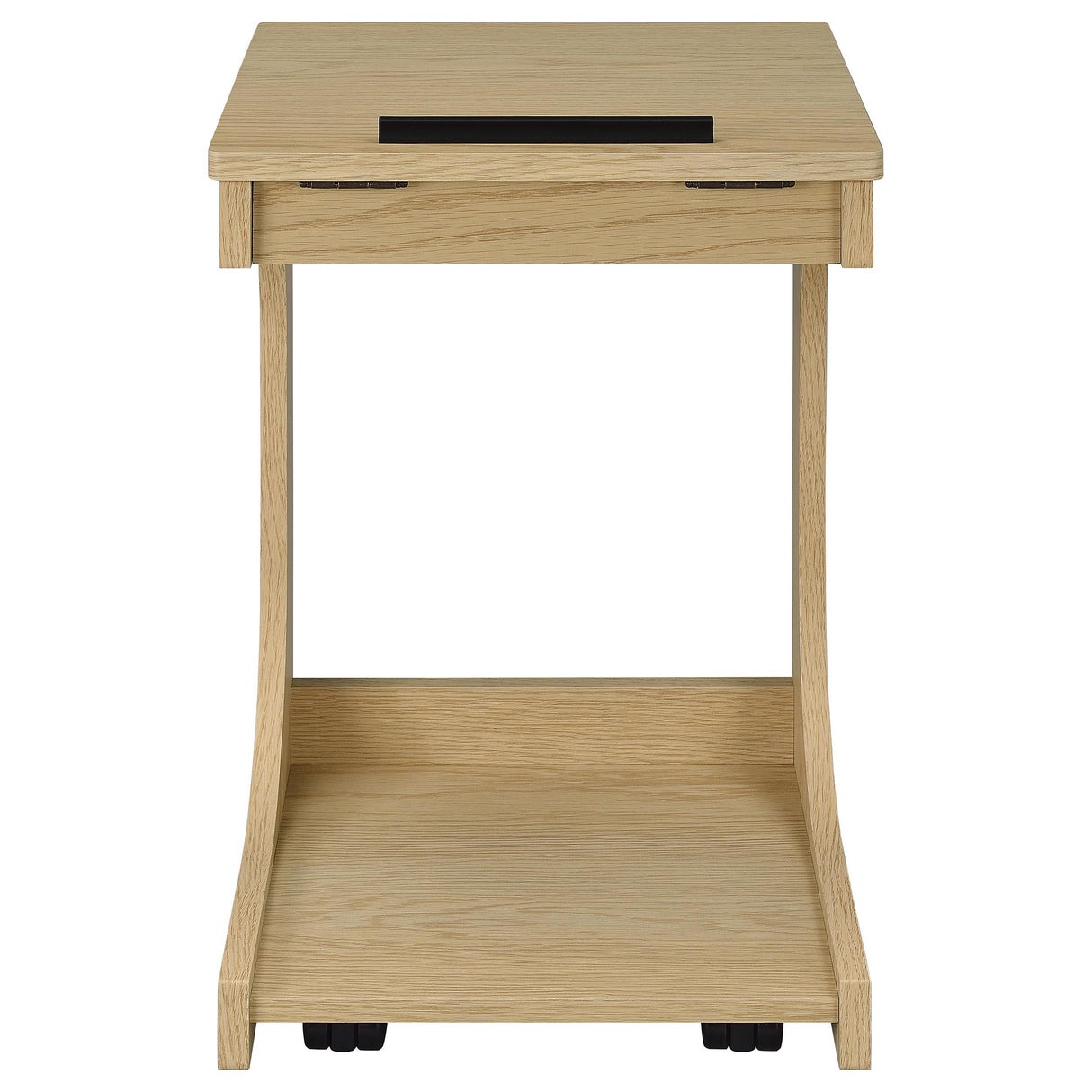 Ralston Light Oak C-Shaped Lift-Top Sofa Side Table With Casters from Coaster - Luna Furniture