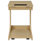 Ralston Light Oak C-Shaped Lift-Top Sofa Side Table With Casters from Coaster - Luna Furniture