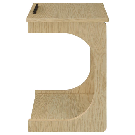 Ralston Light Oak C-Shaped Lift-Top Sofa Side Table With Casters from Coaster - Luna Furniture