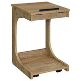 Ralston Mango C-Shaped Lift-Top Sofa Side Table With Casters from Coaster - Luna Furniture