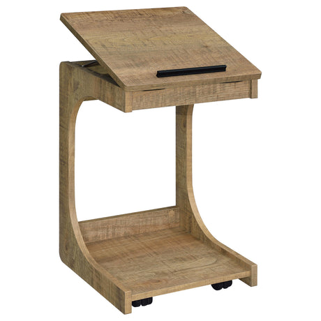 Ralston Mango C-Shaped Lift-Top Sofa Side Table With Casters from Coaster - Luna Furniture