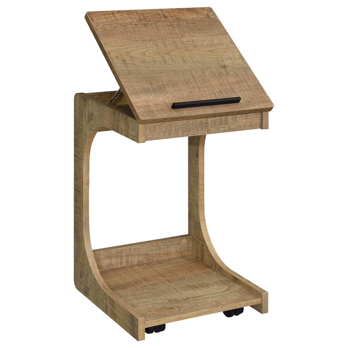 Ralston Mango C-Shaped Lift-Top Sofa Side Table With Casters from Coaster - Luna Furniture