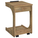 Ralston Mango C-Shaped Lift-Top Sofa Side Table With Casters from Coaster - Luna Furniture