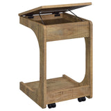 Ralston Mango C-Shaped Lift-Top Sofa Side Table With Casters from Coaster - Luna Furniture