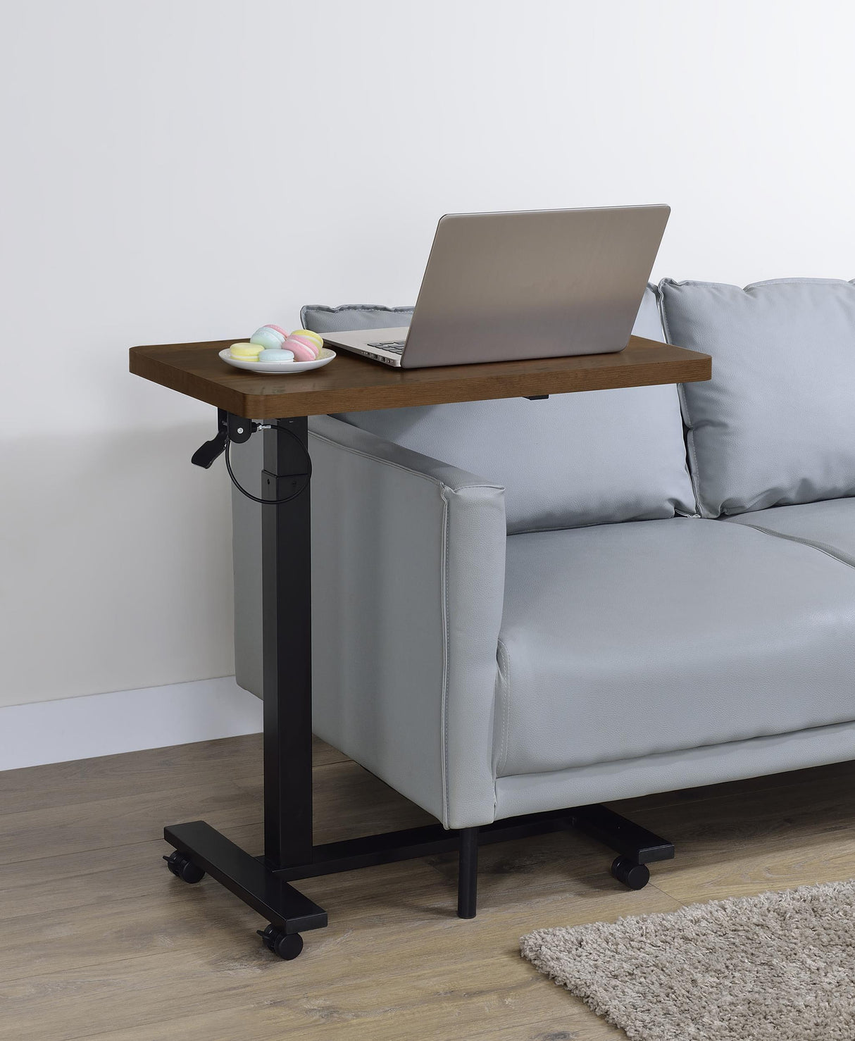 Westpark Dark Pine Adjustable C-Shape Side Table with Casters from Coaster - Luna Furniture