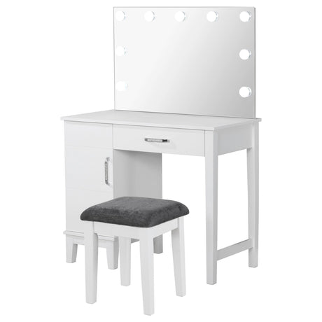 Elijah Whiteand Dark Gray Vanity Set with LED Lights from Coaster - Luna Furniture