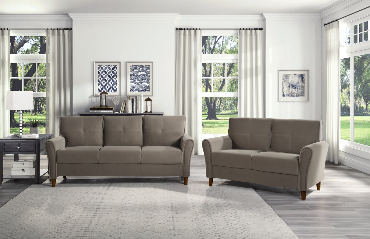 Dunleith Light Brown Velvet Loveseat from Homelegance - Luna Furniture