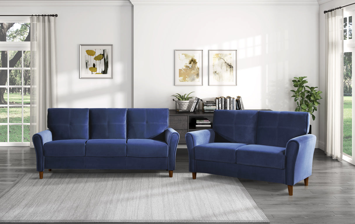 Dunleith Blue Velvet Loveseat from Homelegance - Luna Furniture