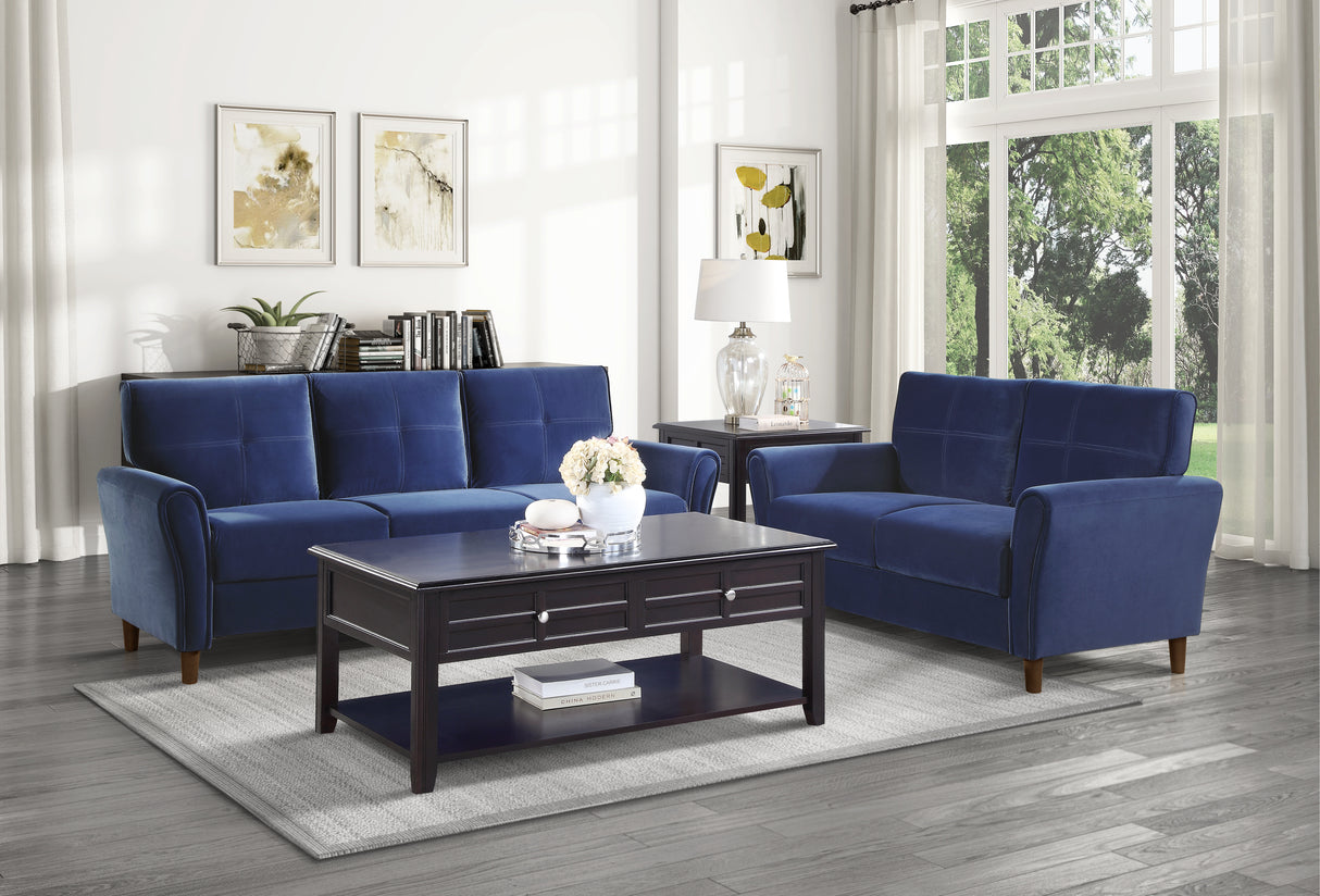 Dunleith Blue Velvet Loveseat from Homelegance - Luna Furniture