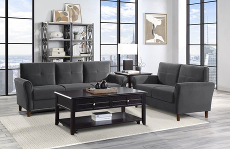 Dunleith Charcoal Gray Velvet Loveseat from Homelegance - Luna Furniture