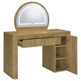 Irwin Rustic Oak Vanity Table with LED Mirror and Storage from Coaster - Luna Furniture