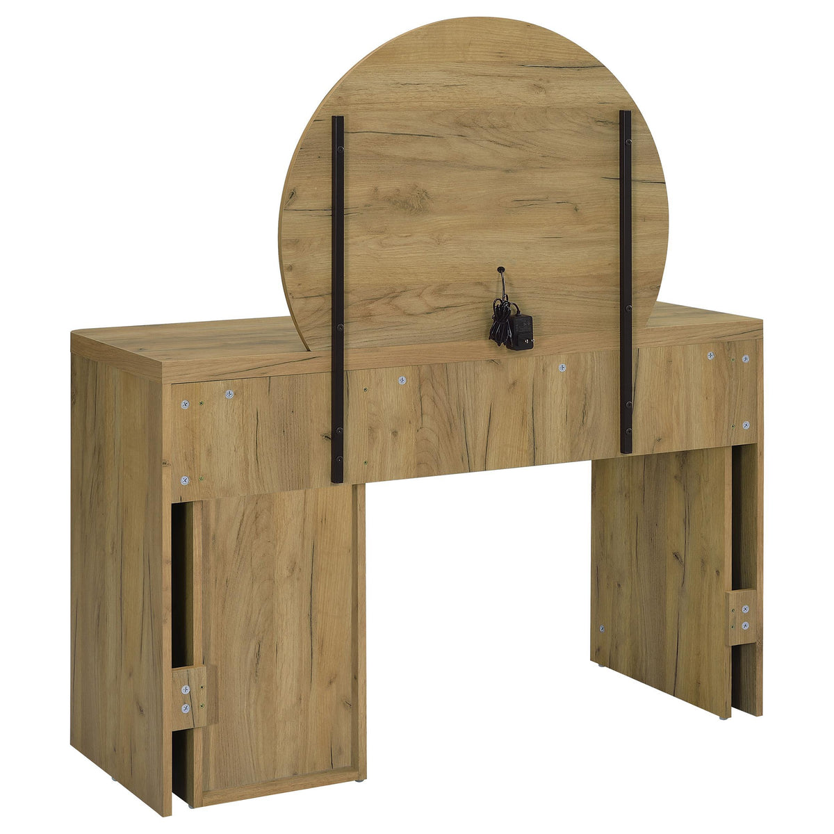 Irwin Rustic Oak Vanity Table with LED Mirror and Storage from Coaster - Luna Furniture