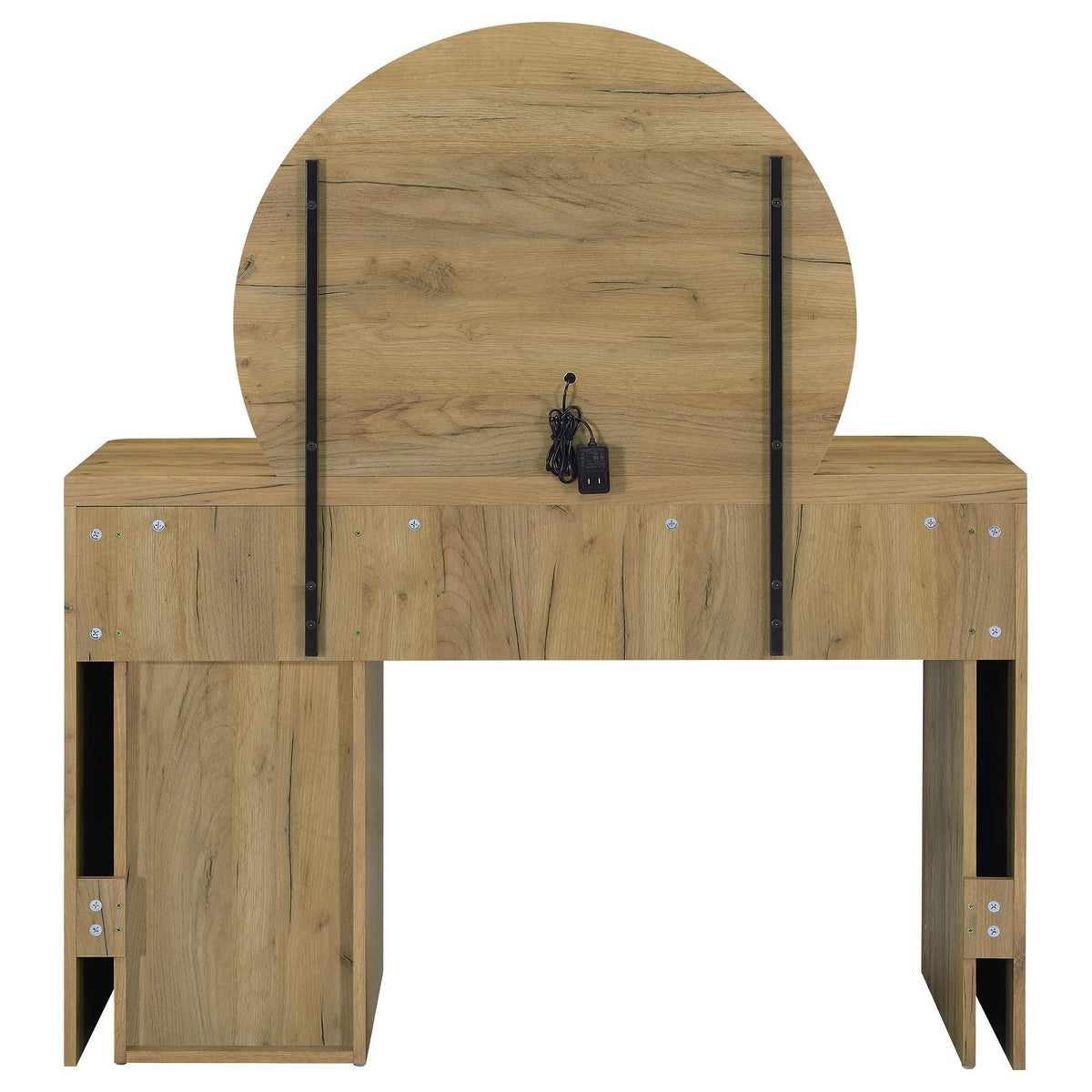 Irwin Rustic Oak Vanity Table with LED Mirror and Storage from Coaster - Luna Furniture