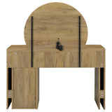 Irwin Rustic Oak Vanity Table with LED Mirror and Storage from Coaster - Luna Furniture