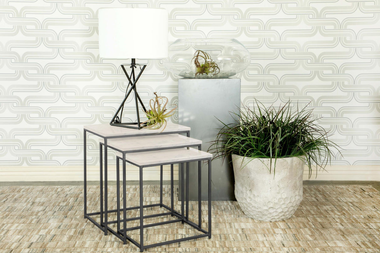 Medora White Marble 3-Piece Marble Top Nesting Table Set from Coaster - Luna Furniture