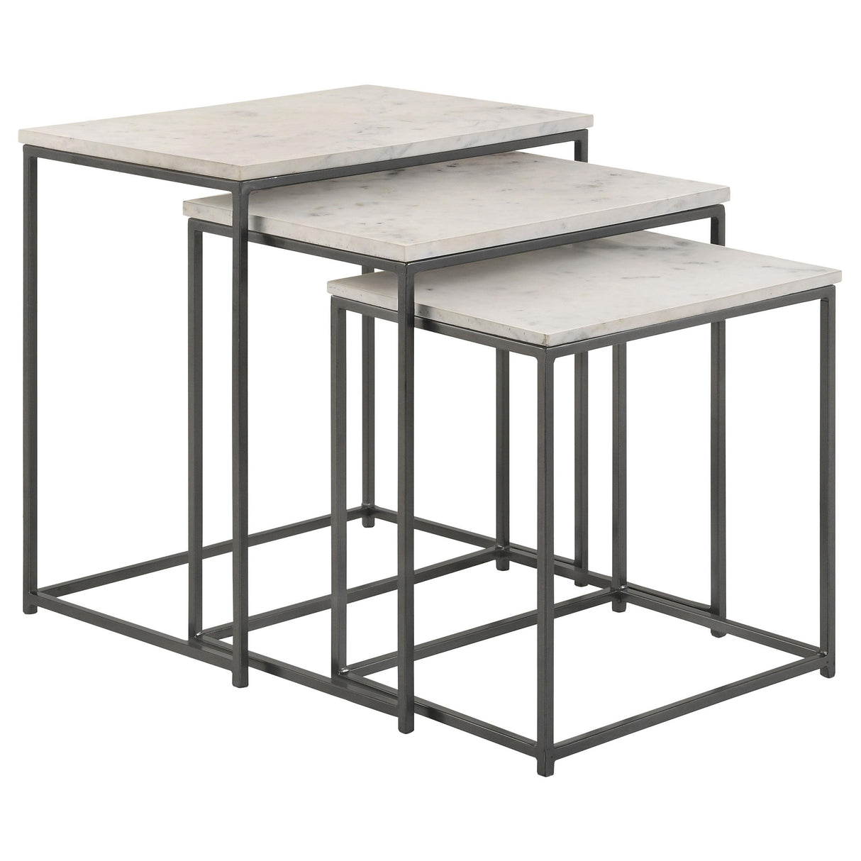 Medora White Marble 3-Piece Marble Top Nesting Table Set from Coaster - Luna Furniture