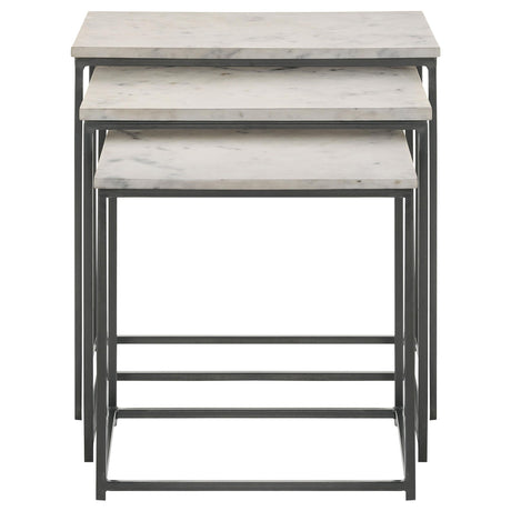 Medora White Marble 3-piece Marble Top Nesting Table Set from Coaster - Luna Furniture