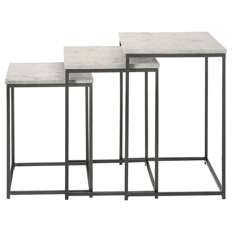 Medora White Marble 3-piece Marble Top Nesting Table Set from Coaster - Luna Furniture