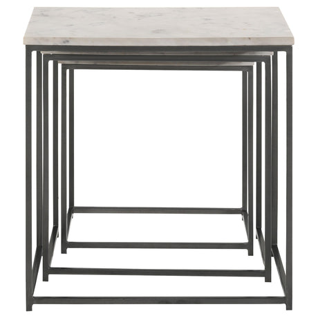 Medora White Marble 3-piece Marble Top Nesting Table Set from Coaster - Luna Furniture