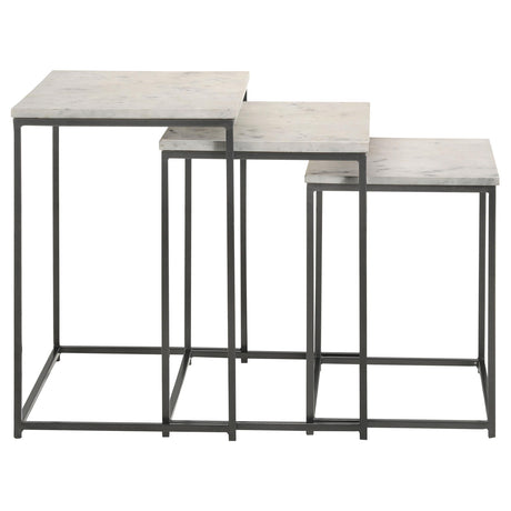 Medora White Marble 3-piece Marble Top Nesting Table Set from Coaster - Luna Furniture