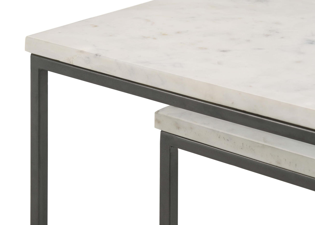 Medora White Marble 3-Piece Marble Top Nesting Table Set from Coaster - Luna Furniture