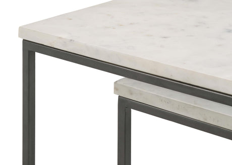 Medora White Marble 3-piece Marble Top Nesting Table Set from Coaster - Luna Furniture