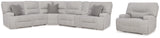 Acklen Place Pewter 6-Piece Power Reclining Sectional and Power Recliner from Ashley - Luna Furniture