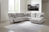 Acklen Place Pewter 5-Piece RAF Chaise Power Reclining Sectional from Ashley - Luna Furniture