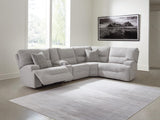 Acklen Place Pewter 5-Piece Power Reclining Sectional with Storage Console from Ashley - Luna Furniture