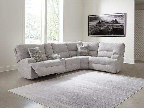 Acklen Place Pewter 5-Piece Power Reclining Sectional with Storage Console from Ashley - Luna Furniture