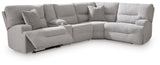 Acklen Place Pewter 5-Piece Power Reclining Sectional with Storage Console from Ashley - Luna Furniture