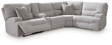 Acklen Place Pewter 5-Piece Power Reclining Sectional with Storage Console from Ashley - Luna Furniture
