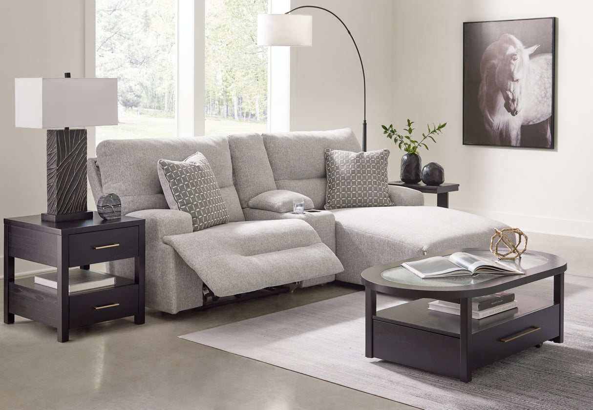 Acklen Place Pewter 3-Piece RAF Chaise Power Reclining Sectional from Ashley - Luna Furniture