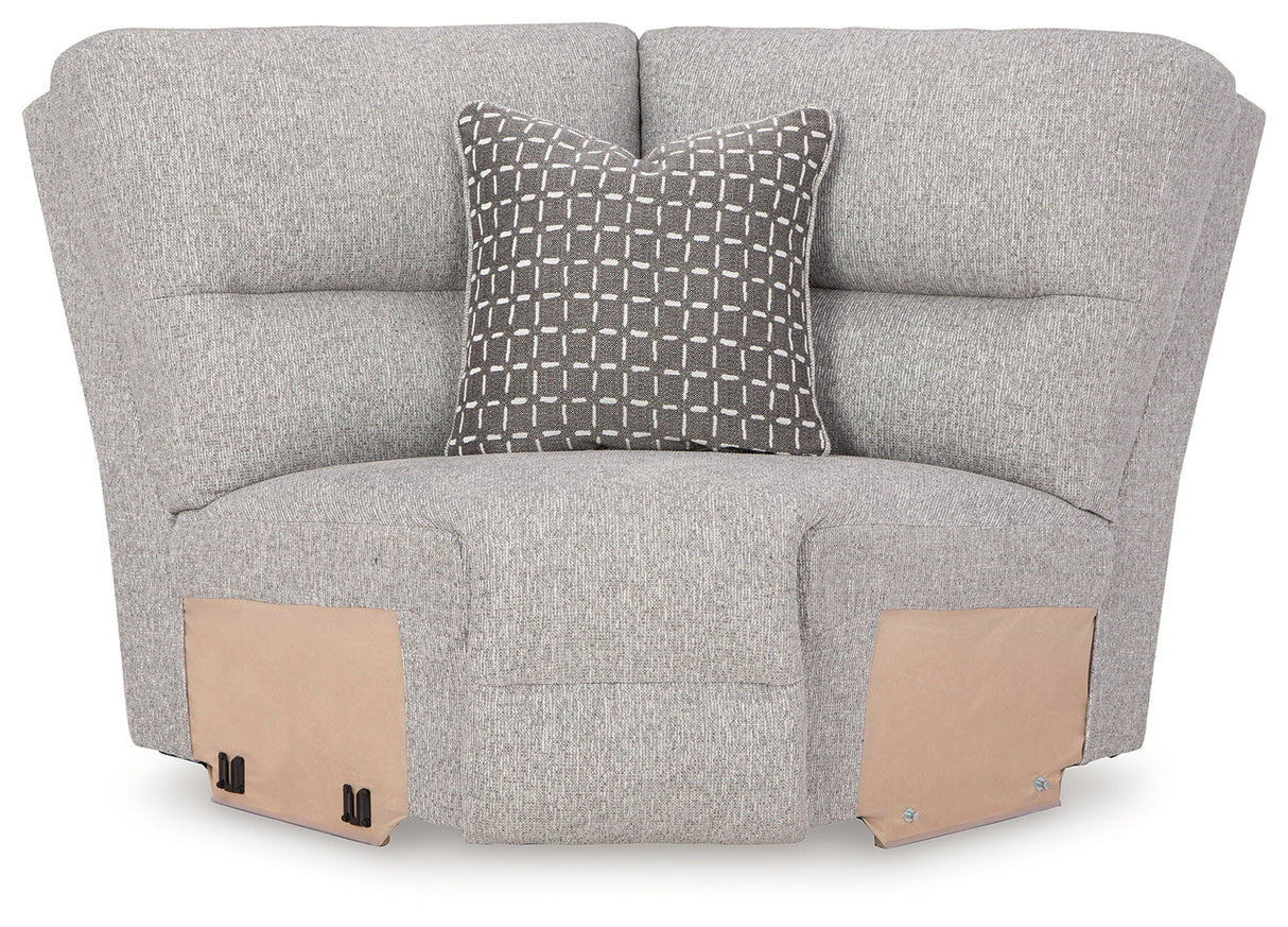 Acklen Place Pewter 6-Piece Power Reclining Sectional and Power Recliner from Ashley - Luna Furniture