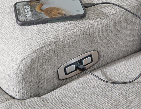 Acklen Place Pewter 5-Piece Power Reclining Sectional with Storage Console from Ashley - Luna Furniture