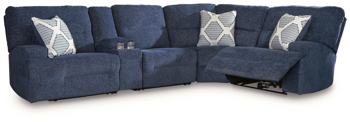 Acklen Place Navy 5-Piece Power Reclining Sectional with Storage Console from Ashley - Luna Furniture