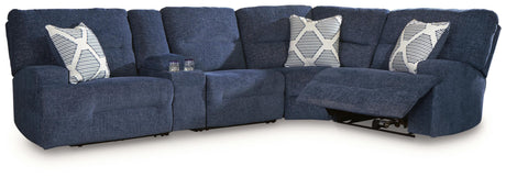 Acklen Place Navy 5-Piece Power Reclining Sectional with Storage Console from Ashley - Luna Furniture