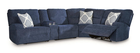 Acklen Place Navy 5-Piece Power Reclining Sectional with Storage Console from Ashley - Luna Furniture