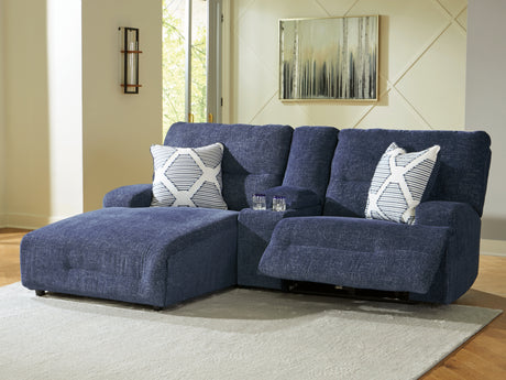 Acklen Place Navy 3-Piece LAF Chaise Power Reclining Sectional from Ashley - Luna Furniture